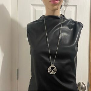 Elegant Silver and crystal encrusted Pendant Necklace